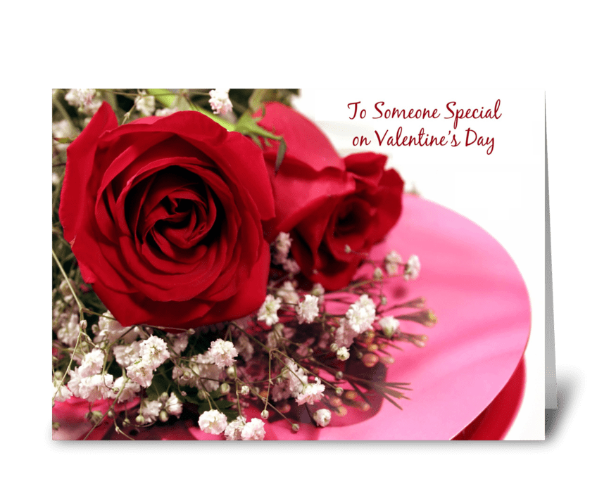 Valentine Red Roses, Candy Box greeting card