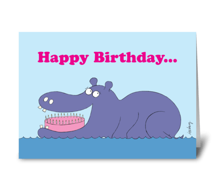 Birthday Hippo greeting card