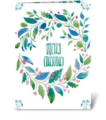 Watercolor Merry Christmas Floral card greeting card