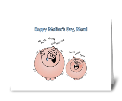 Cartoon Pigs. Mother's Day miss you. greeting card