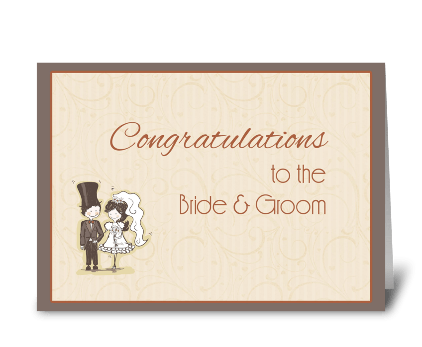 Bride, Groom Stick Couple Congratulation greeting card