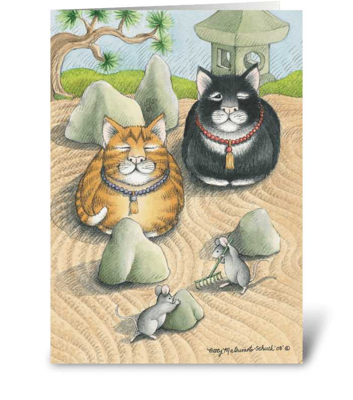 Meditating Cats #45 greeting card