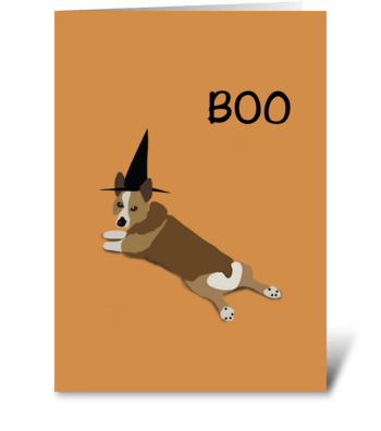 Corgi Halloween greeting card