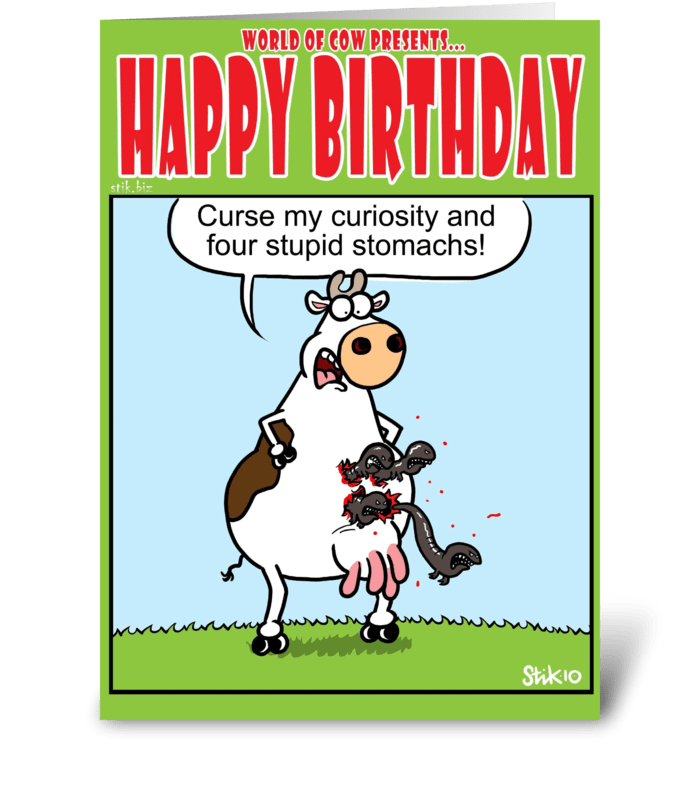 4 Stomachs Birthday Card greeting card