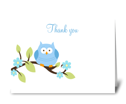 Sweet Blue Owl Thank you Card greeting card
