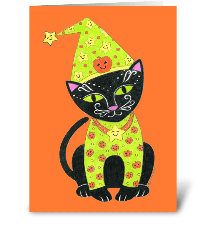 Happy Halloween Black Cat greeting card