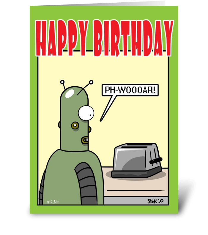 Robot LOVE Birthday card (inner gag) greeting card
