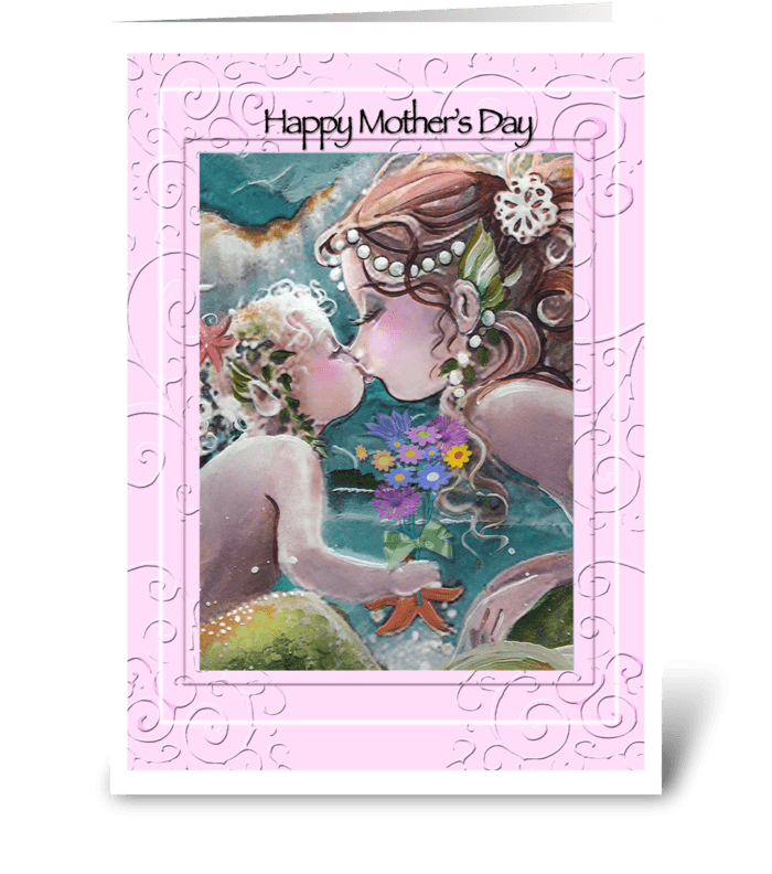 Mermaid Kisses, Mother's Day Greeting greeting card