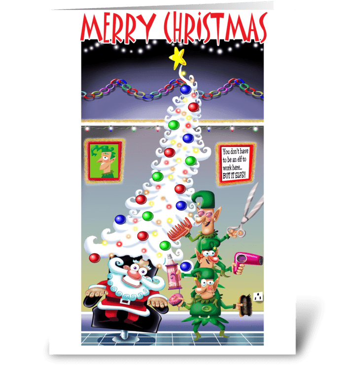 Santa's Hairdo greeting card