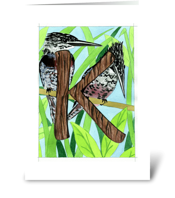 K for Kingfisher greeting card