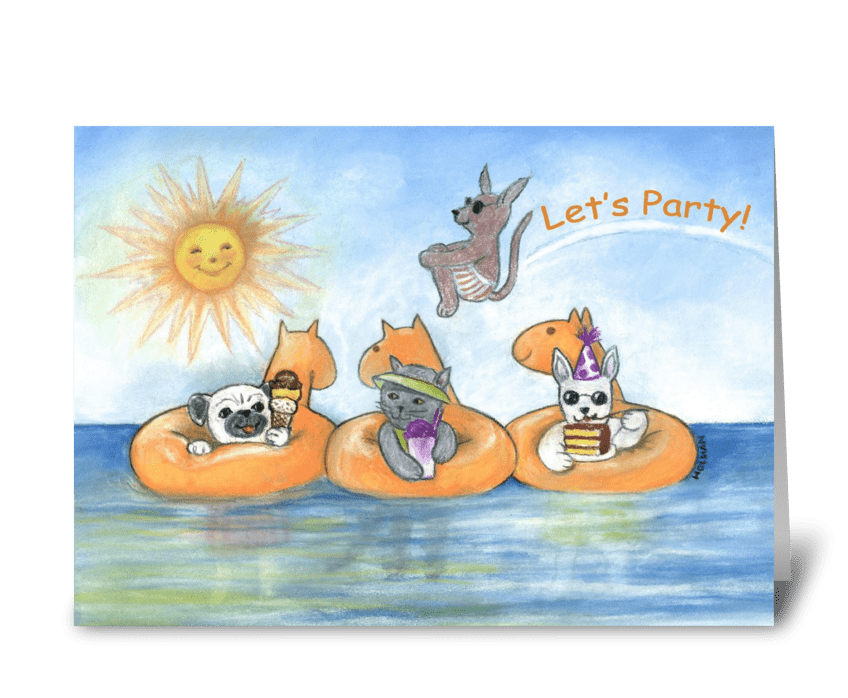 Let's Party Animals Invitation greeting card