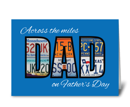 Father’s Day License Plates on Blue greeting card
