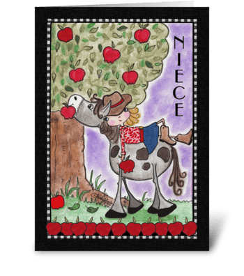 Birthday for Niece-Girl on Horse greeting card