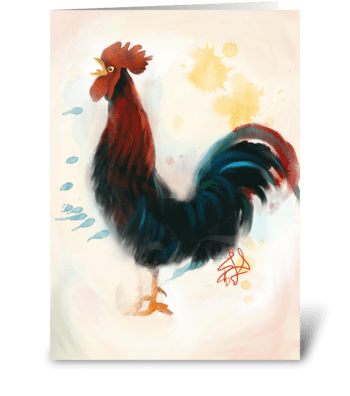 Crowing Rooster  greeting card