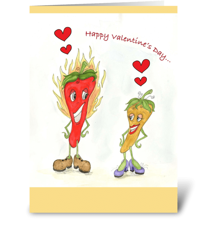 Valentine Hot peppers greeting card
