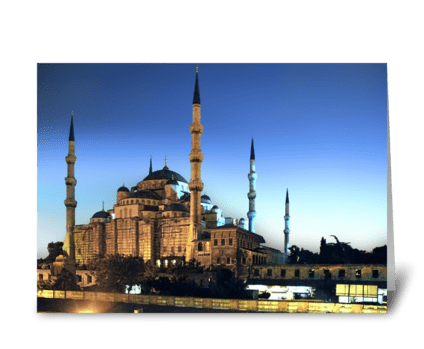 Blue Mosque at Twilight greeting card