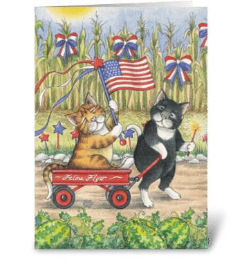 Independence Day Cats #19 greeting card