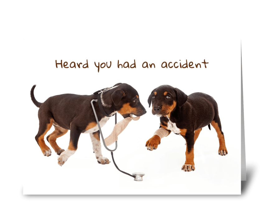 Accident Injury With Puppy Medic greeting card