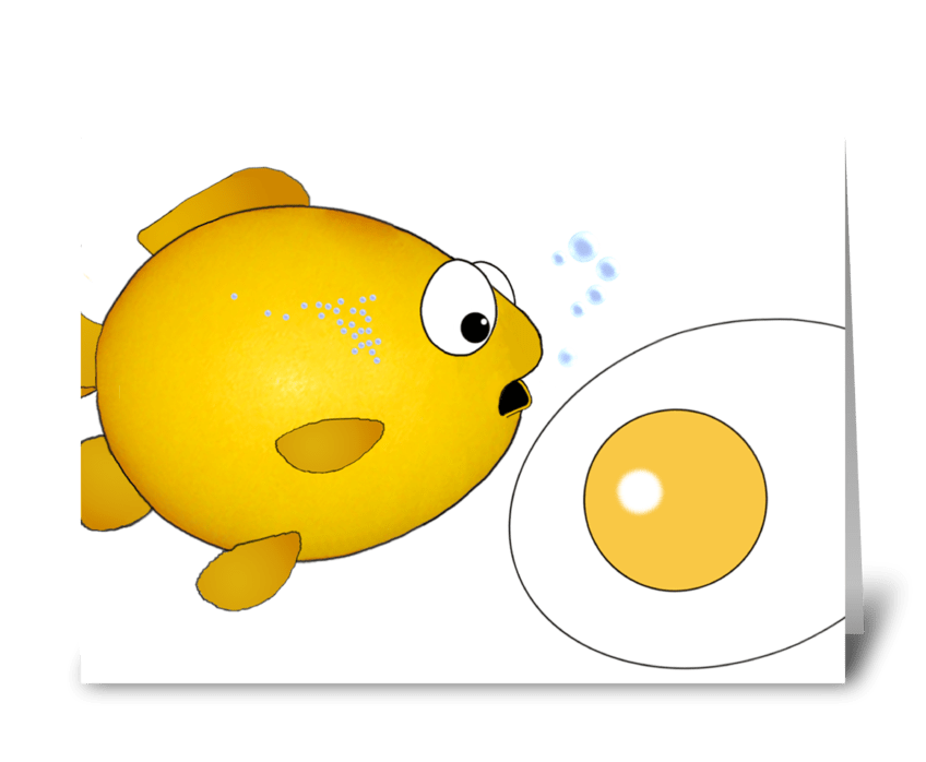 Fish and fried egg greeting card