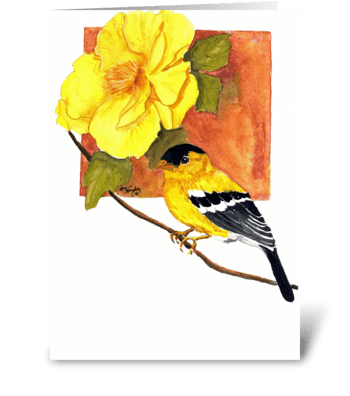 Goldfinch and flower greeting card
