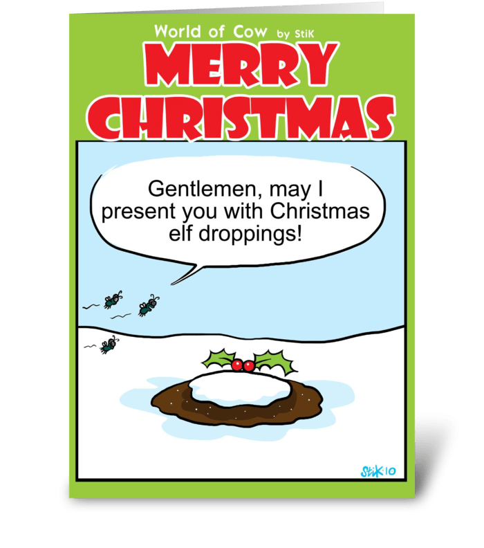 Elf droppings Christmas card. greeting card