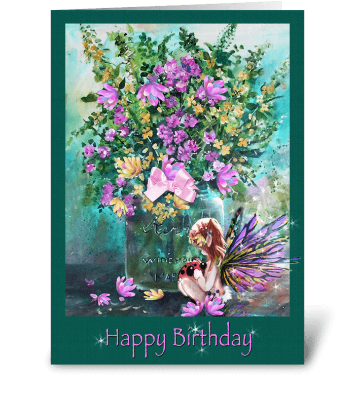 Birthday Wishes, Faery and Ladybug greeting card