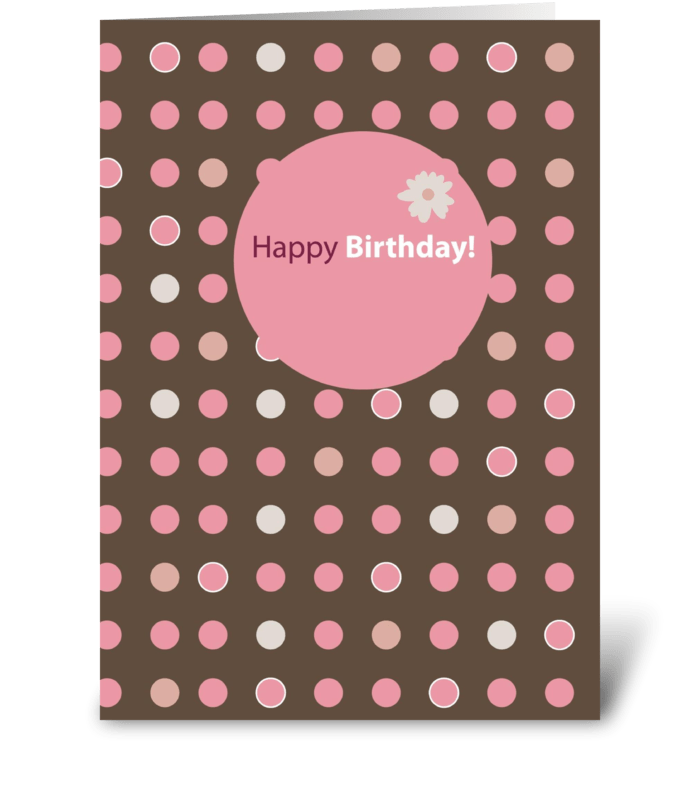 Brown with Pink Dots Birthday greeting card