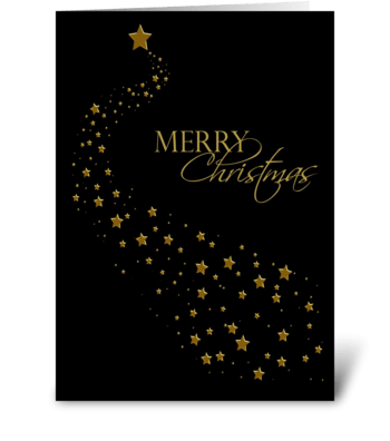Gold Stars, Black, Christmas Greeting greeting card