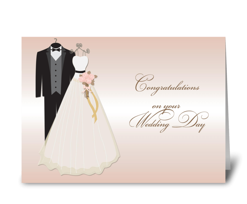 Wedding Gown, Tuxedo, Wedding Congrats greeting card