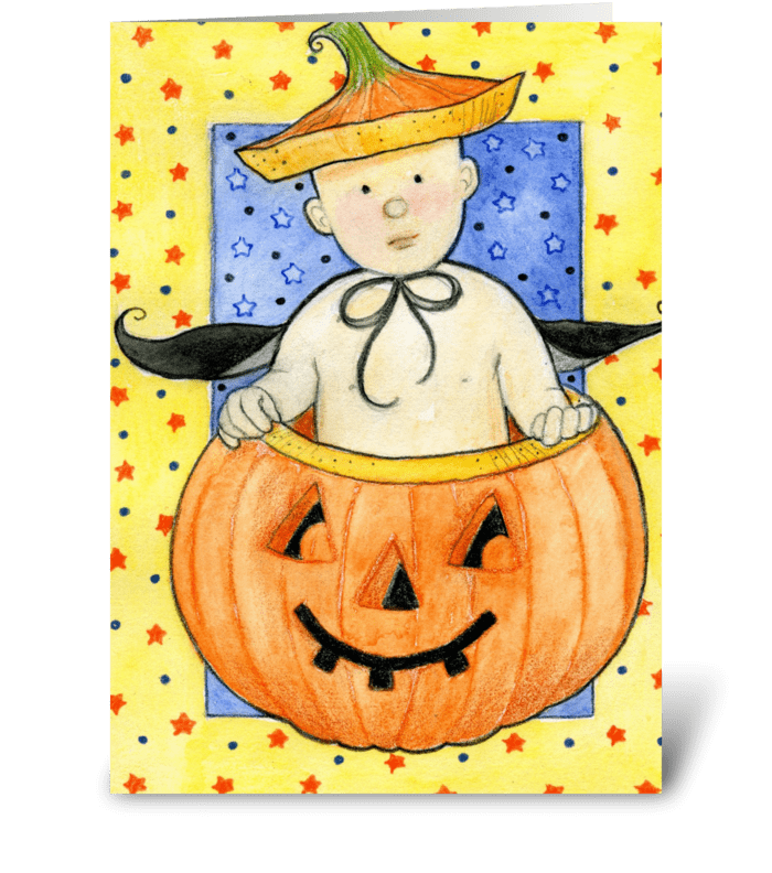 Pumpkin Baby First Halloween greeting card