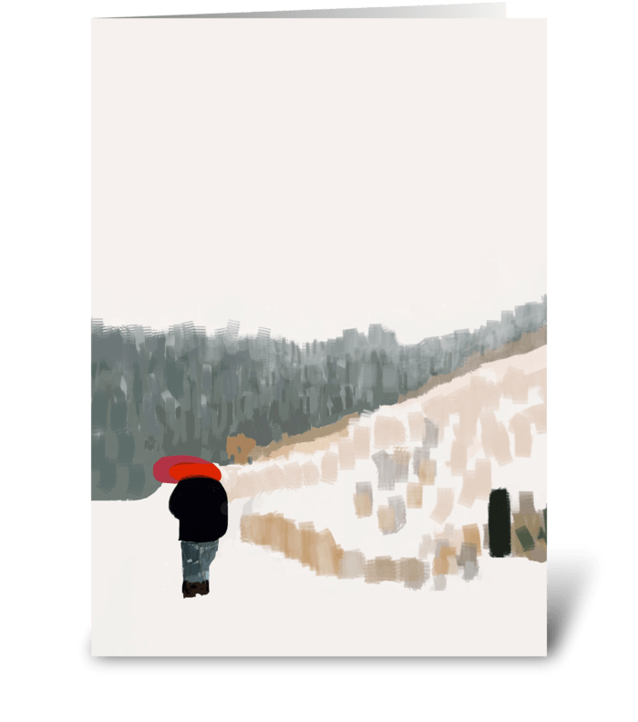Red Umbrella in the Snow greeting card