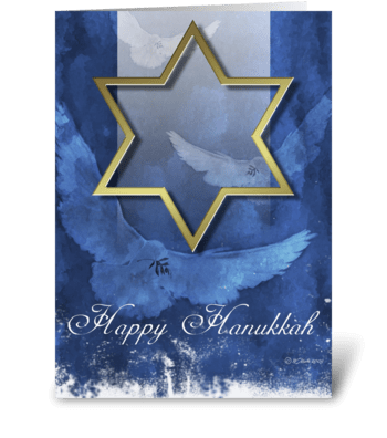 Doves and Star of David Hanukkah Card greeting card