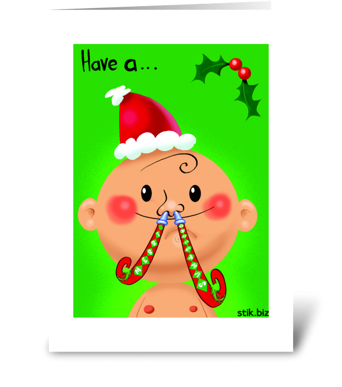 Merry Fat Kid Christmas greeting card