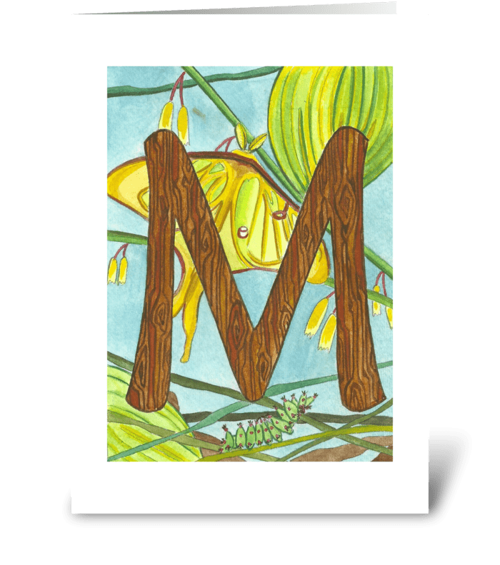 M for Moonmoth greeting card