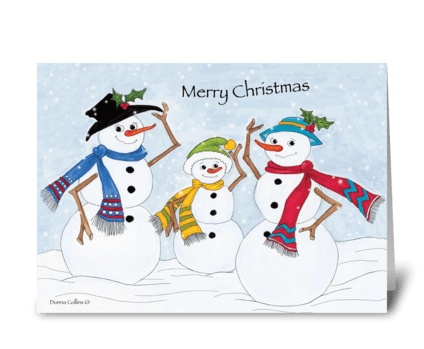 Merry Christmas Snow Family greeting card