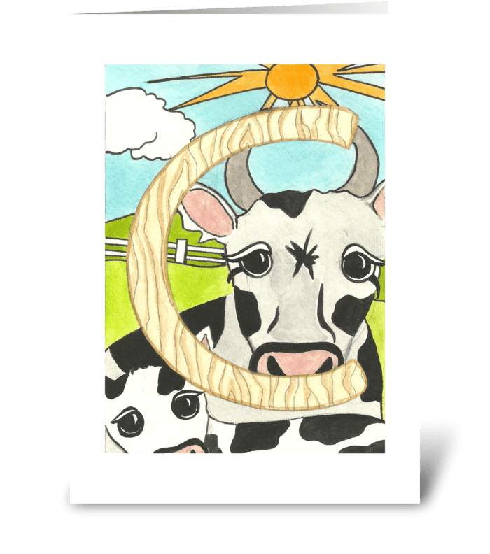 C for Cow greeting card