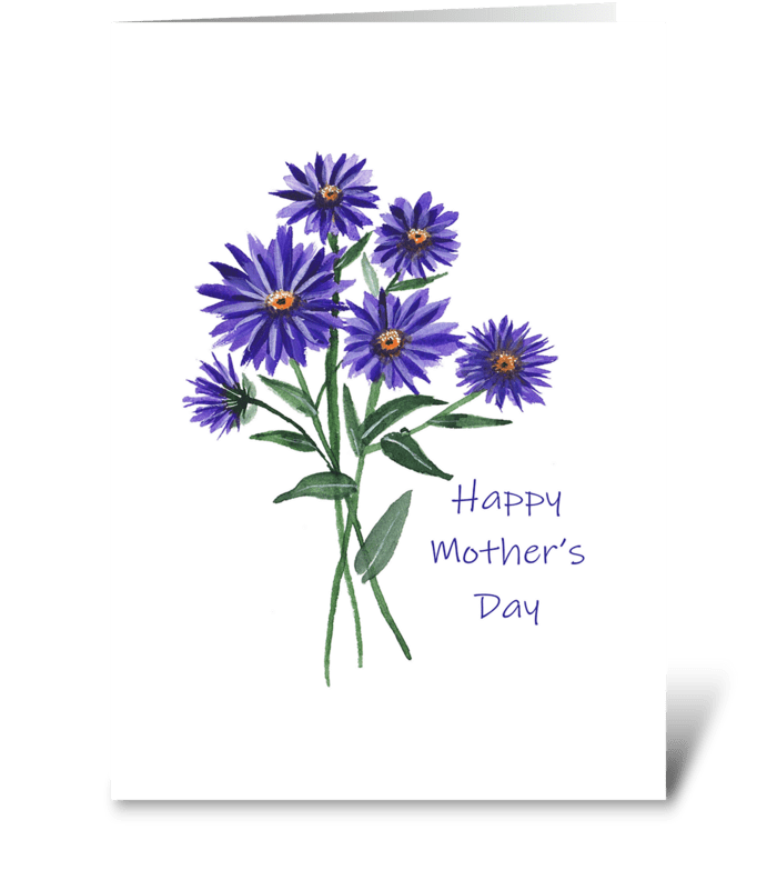 Happy Mother's Day Purple Aster Flower  greeting card