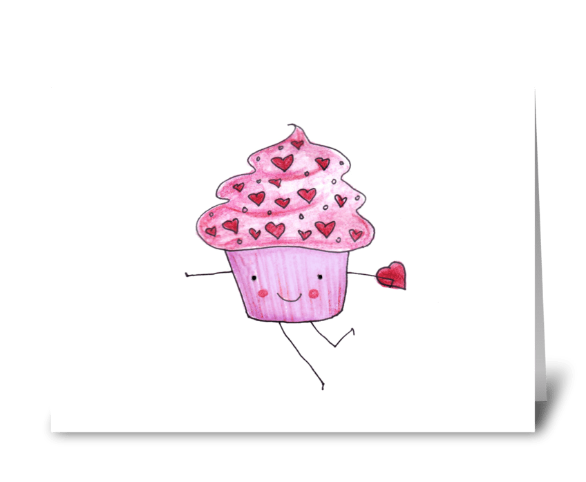Pink Cupcake Valentine greeting card