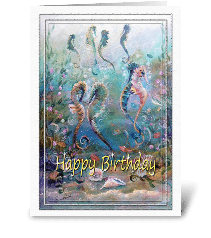 Happy Birthday, Sea Horse ART greeting card