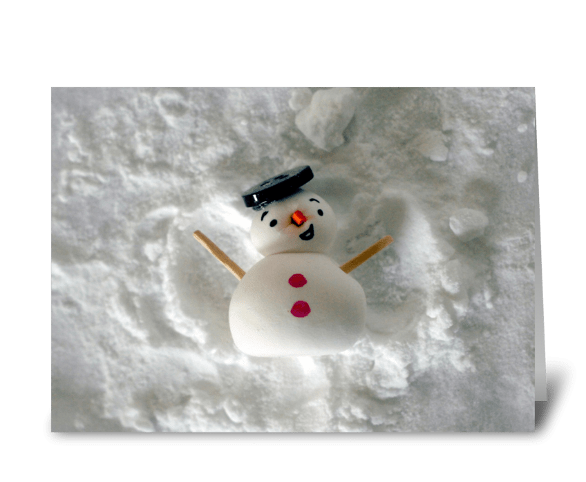 Snowman Snow Angel greeting card
