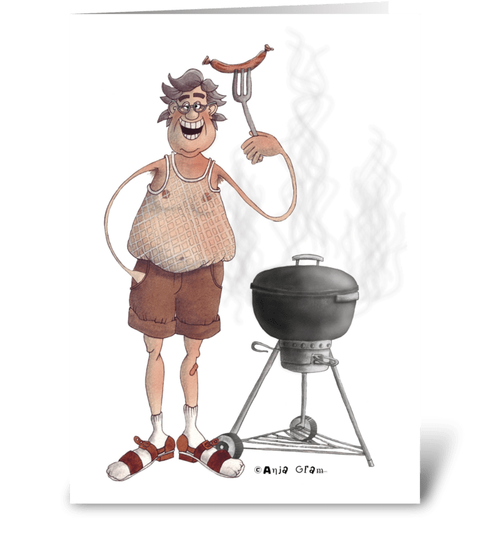 Delicious barbeque master greeting card