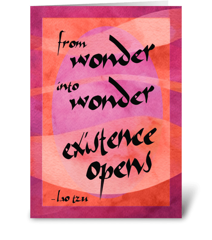 Lao Tzu Quote: Wonder greeting card
