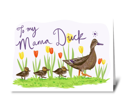 Mama Duck and Ducklings greeting card