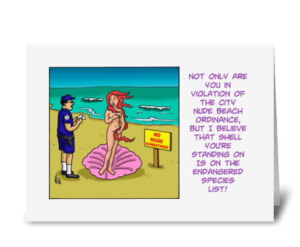 Parody of Venus Rising With a Policeman greeting card