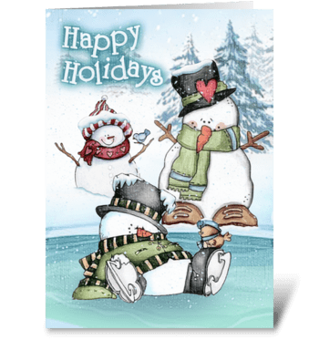 Skating Snowman greeting card