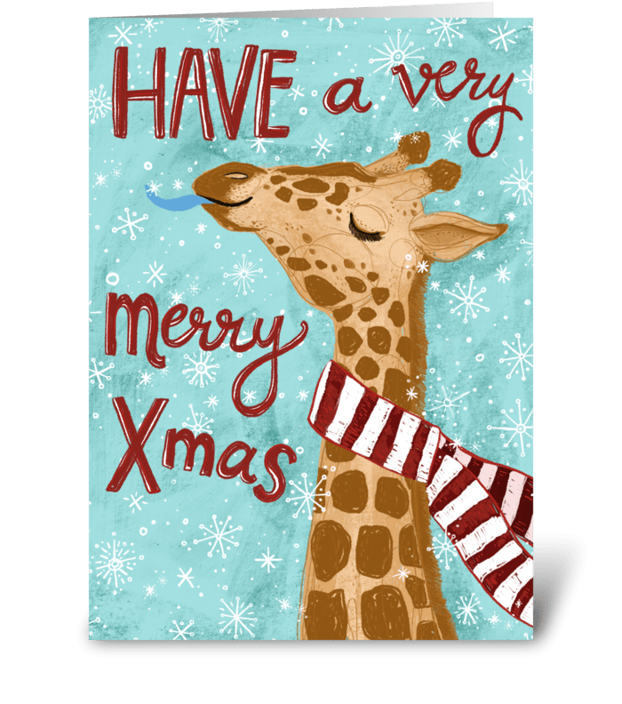 Very Merry Giraffe Christmas! greeting card