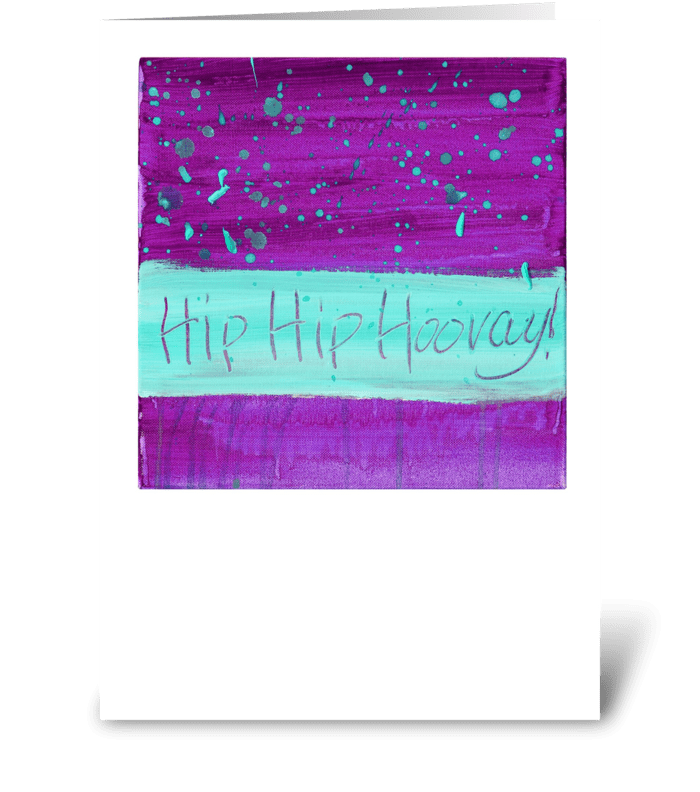 Hip Hip Hooray! - Turquoise on Magenta greeting card