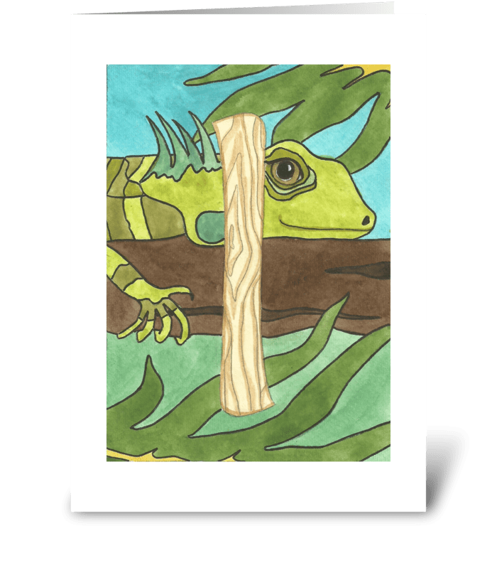I for Iguana greeting card