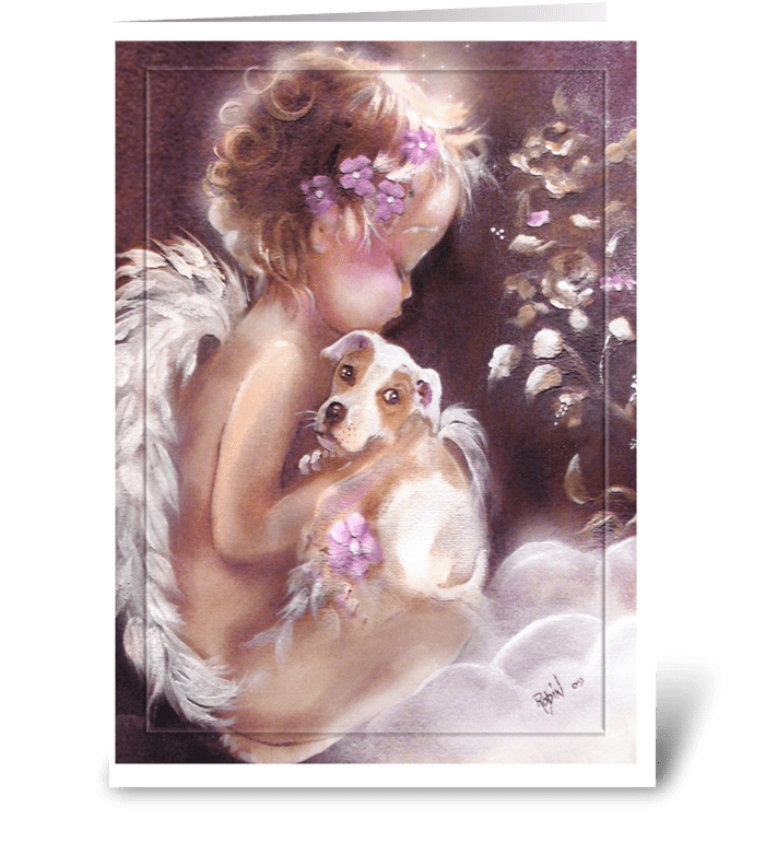 Little Angel Welcomes Puppy greeting card