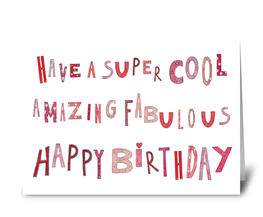 Super Cool Fabulous Happy Birthday greeting card